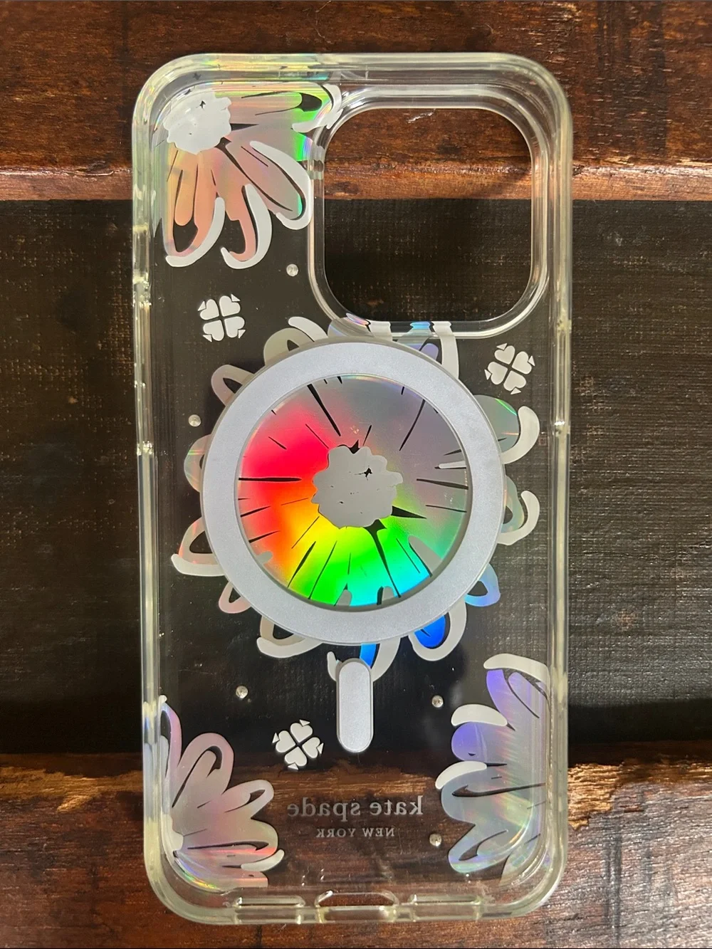 kate spade Holographic Floral Clear iPhone Case - iPhone 14 Pro